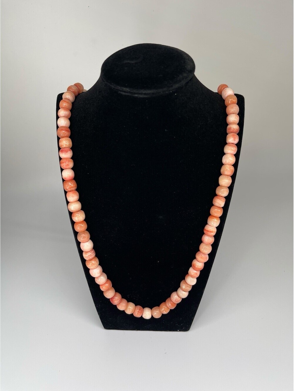 VTG Pink Salmon Coral Bead Necklace 33in Graduated Endless Strand